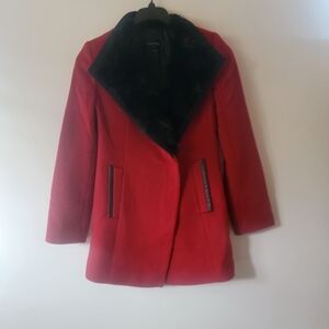 BLU PÉPÉ Women's wool coat red lea coat medium